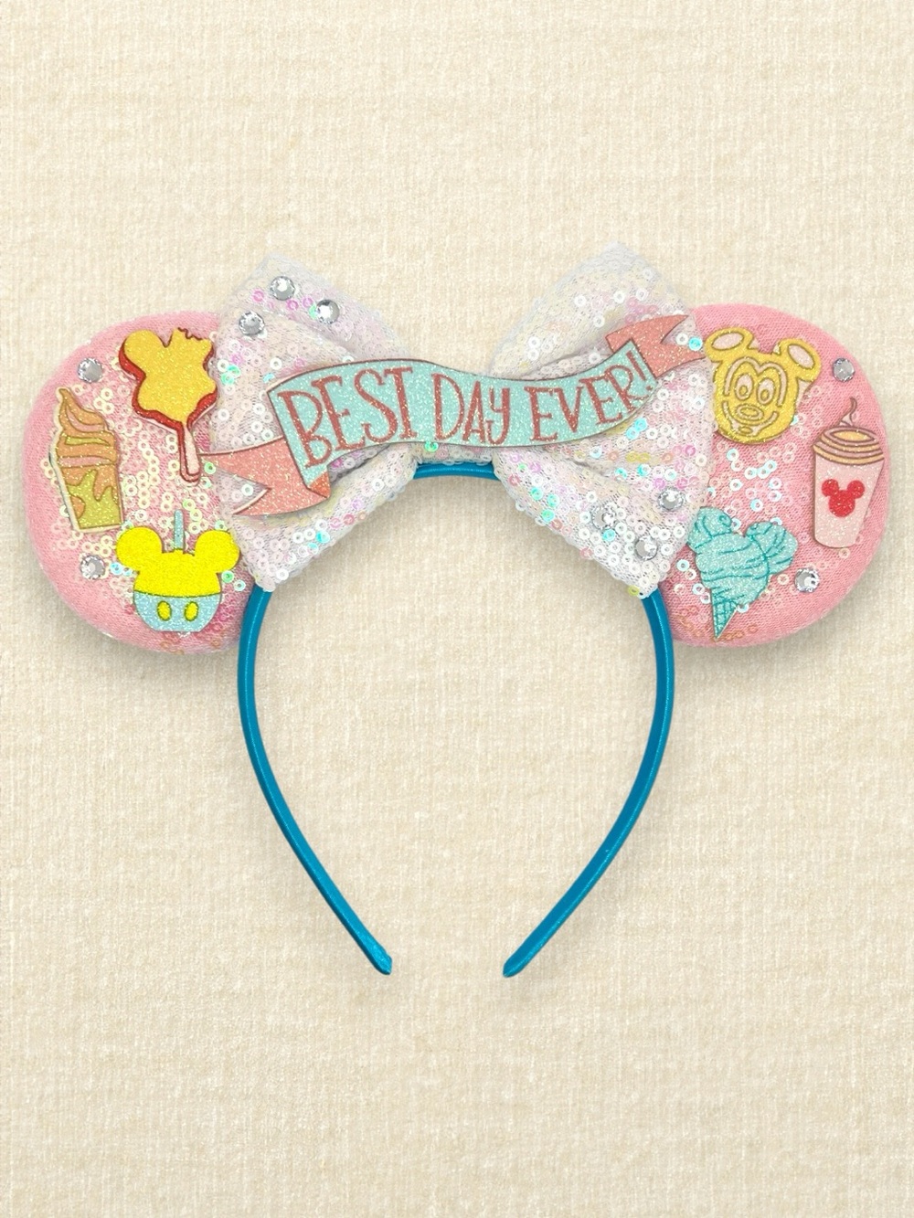 Pastel Pink Best Day Ever Snack Minnie Ears | Disney-Inspired Birthday Ears